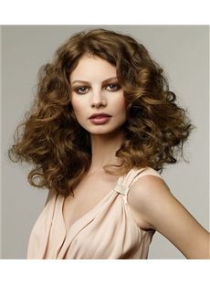 Gorgeous Medium Brown Female Wavy Vogue Wigs 14 Inch
