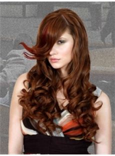 Glitter Long Red Female Wavy Vogue Wigs 22 Inch