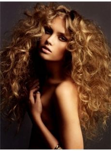European Style Long Brown Female Wavy Vogue Wigs 20 Inch