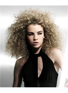 Fabulous Medium Blonde Female Curly Vogue Wigs 14 Inch