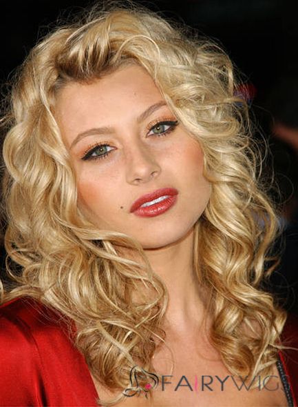 New Glamourous Medium Blonde Female Wavy Vogue Wigs 16 Inch