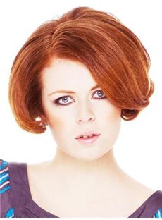 Super Smooth Short Red Female Wavy Vogue Wigs 10 Inch