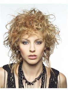 New Glamourous Medium Blonde Female Wavy Vogue Wigs 14 Inch