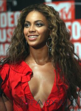 Concise Long Brown Female Beyonce Knowles Wavy Celebrity Hairstyle 20 Inch
