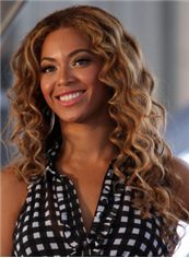 Lovely Long Brown Female Beyonce Knowles Wavy Celebrity Hairstyle 20 Inch