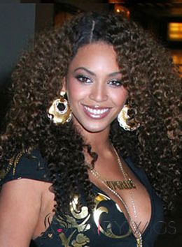 Discount Medium Brown Female Beyonce Knowles Curly Celebrity Hairstyle 18 Inch