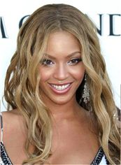 Top Quality Long Blonde Female Beyonce Knowles Wavy Celebrity Hairstyle 20 Inch