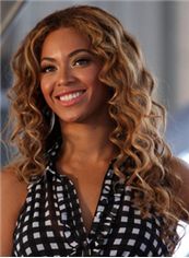2015 Cool Medium Brown Female Beyonce Knowles Wavy Celebrity Hairstyle 16 Inch