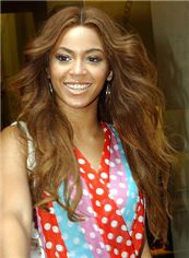 Sparkle Long Brown Female Beyonce Knowles Wavy Celebrity Hairstyle 24 Inch