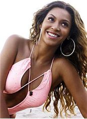 Hand Tied Long Brown Female Beyonce Knowles Wavy Celebrity Hairstyle 22 Inch