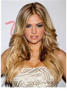 Shinning Long Blonde Female Kate Upton Wavy Celebrity Hairstyle 22 Inch