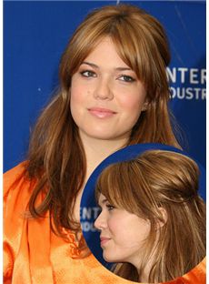 Ancient Medium Brown Female Mandy Moore Wavy Celebrity Hairstyle 16 Inch