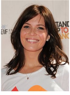Prevailing Medium Brown Female Mandy Moore Wavy Celebrity Hairstyle 16 Inch