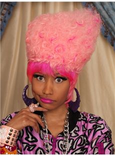 Super Smooth Short Colored Female Nicki Minaj Wigs Wavy Celebrity Hairstyle 10 Inch