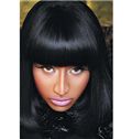 Lustrous Medium Black Female Nicki Minaj Wigs Wavy Celebrity Hairstyle 14 Inch