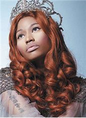 Faddish Long Brown Female Nicki Minaj Wigs Wavy Celebrity Hairstyle 20 Inch