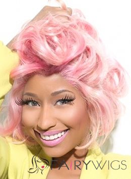 Charming Short Colored Female Nicki Minaj Wigs Wavy Celebrity Hairstyle