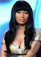  Wig Long Black Female Nicki Minaj Wigs Wavy Celebrity Hairstyle 22 Inch