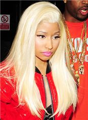Online Long Blonde Female Nicki Minaj Wigs Straight Celebrity Hairstyle 20 Inch