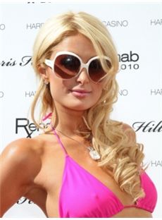 New Style Long Blonde Female Paris Hilton Wavy Celebrity Hairstyle 20 Inch