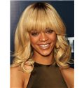 Glitter Medium Blonde Female Rihanna Wavy Celebrity Hairstyle 14 Inch