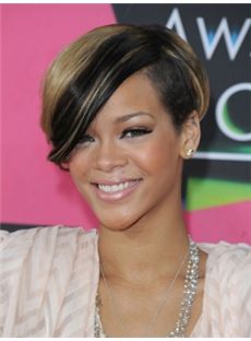 Fancy Short Brown Female Rihanna Straight Celebrity Hairstyle 8 Inch