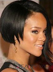 Wonderful Short Black Female Rihanna Straight Celebrity Hairstyle 10 Inch