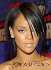 Graceful Short Brown Female Rihanna Straight Celebrity Hairstyle 12 Inch