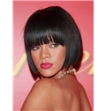 Custom Short Black Female Rihanna Straight Celebrity Hairstyle 10 Inch