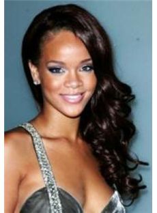 Unique Long Black Female Rihanna Wavy Celebrity Hairstyle 20 Inch