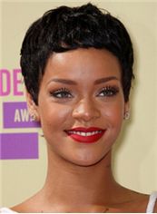 Noble Short Black Female Rihanna Straight Celebrity Hairstyle 8 Inch