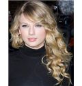 Capless Medium Blonde Female Taylor Swift Wavy Celebrity Hairstyle 18 Inch
