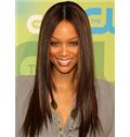 European Style Long Brown Female Tyra Straight Celebrity Hairstyle 20 Inch