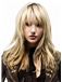 Human Hair Blonde Capless Wavy Medium Wigs 16 Inch