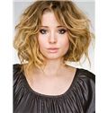 Human Hair Blonde Wavy Short Wigs 12 Inch Lace Front