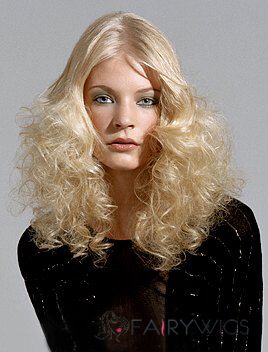 100% Human Hair Blonde Full Lace 16 Inch Medium Wavy Wigs