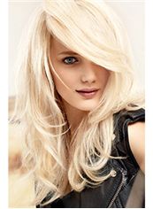Virgin Brazilian Hair Blonde Medium Capless Wavy Wigs 18 Inch