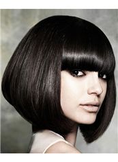 Indian Remy Black Short Capless Straight Wigs 12 Inch