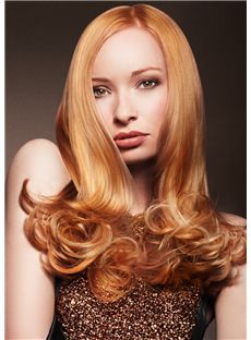 100% Human Hair Blonde Medium Wigs Full Lace Wavy 16 Inch