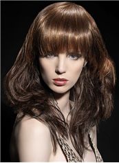 100% Human Hair Brown Capless Medium 16 Inch Wigs