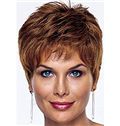 100% Human Hair Full Lace Wavy Brown Short Wigs 8 Inch