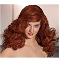 Human Hair Red Medium 16 Inch Wavy Capless Wigs