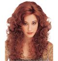 Human Hair Red Long Wigs 20 Inch Lace Front Wavy