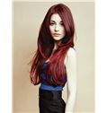 Virgin Brazilian Hair Red Long Wigs 22 Inch Lace Front Wavy