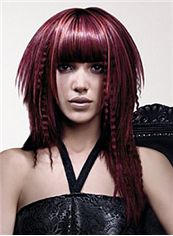 100% Human Hair Red Medium Wigs 16 Inch Capless Kinky