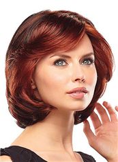 100% Human Hair Red Short Lace Front Wavy Wigs 10 Inch
