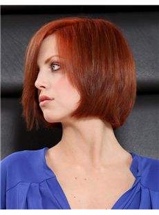 100% Human Hair Red Short Wigs 12 Inch Full Lace Straight