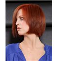 100% Human Hair Red Short Wigs 12 Inch Full Lace Straight