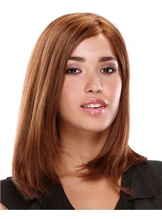 2015 Cool Lace Front Medium Straight Red Indian Remy Hair Wig
