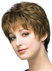2015 Cool Short Wavy Brown Remy Human Hair Wigs